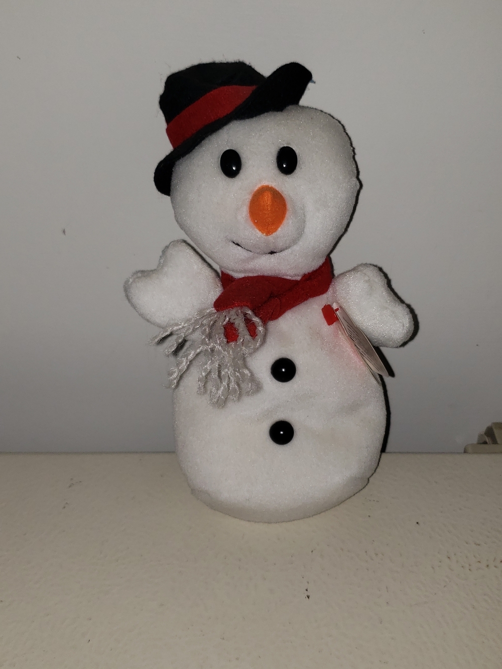 Ty Snowball the Snowman Holiday Decor with Red Scarf and Black Hat
